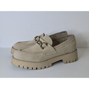 Steve Madden Womens Size 8.5 Lyanna Suede Platform Loafers in Sand Suede